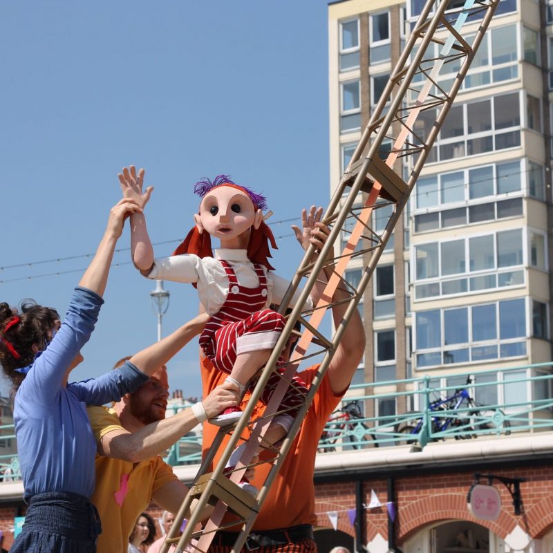 Puppet Climbing Theatrical Scaffolding